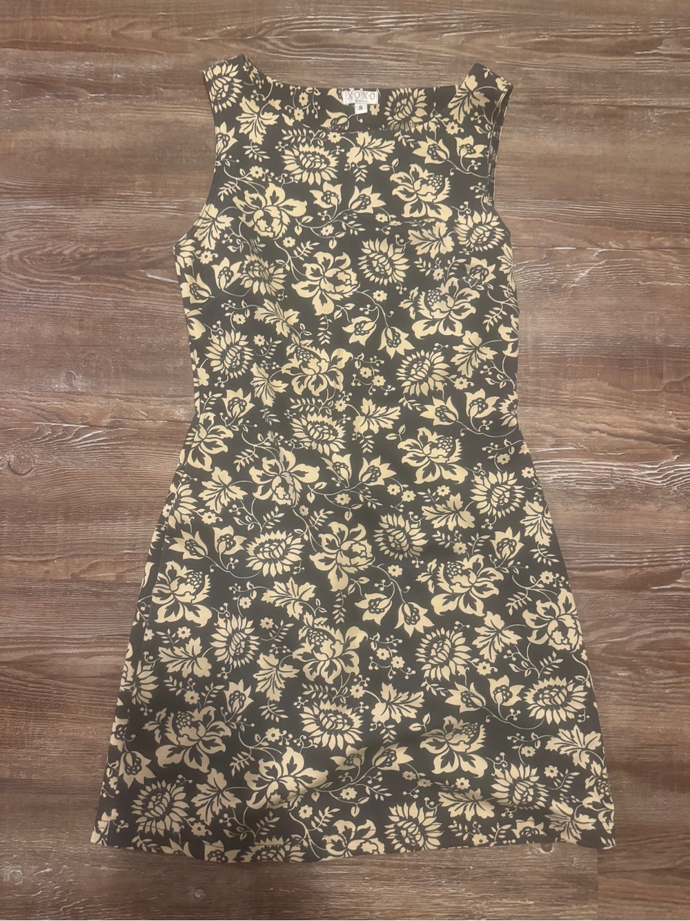 XOXO Black Mini Dress with Cream Floral Print